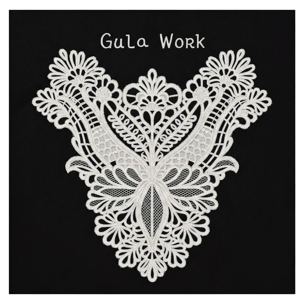 Gala design cut work techniques with intricate handcrafted patterns