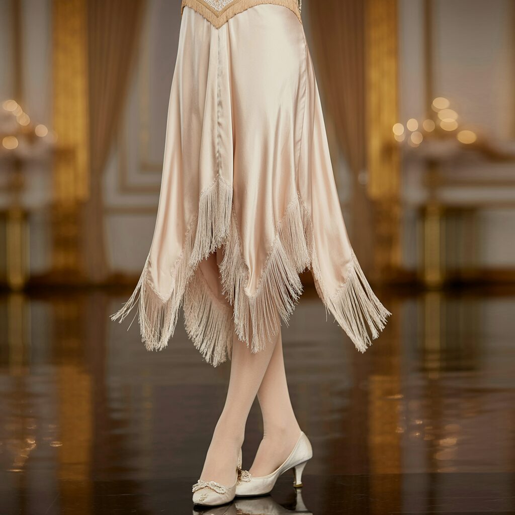 Handkerchief hemline 1920s dress featuring uneven pointed hemlines
