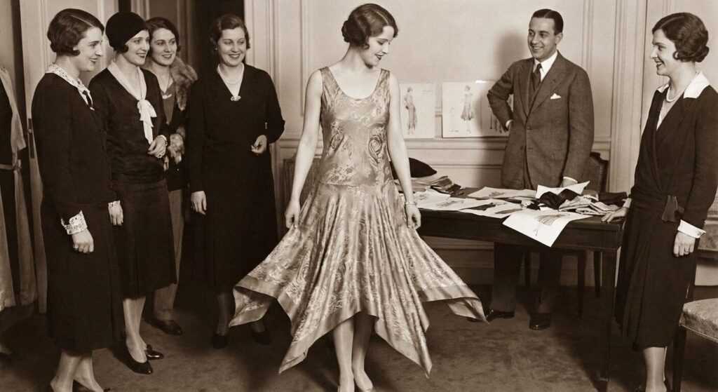 Handkerchief hemline evening dress creating flow and motion