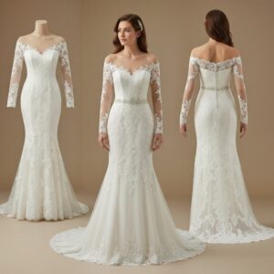 Long sleeve mermaid wedding dress with sophisticated and refined style