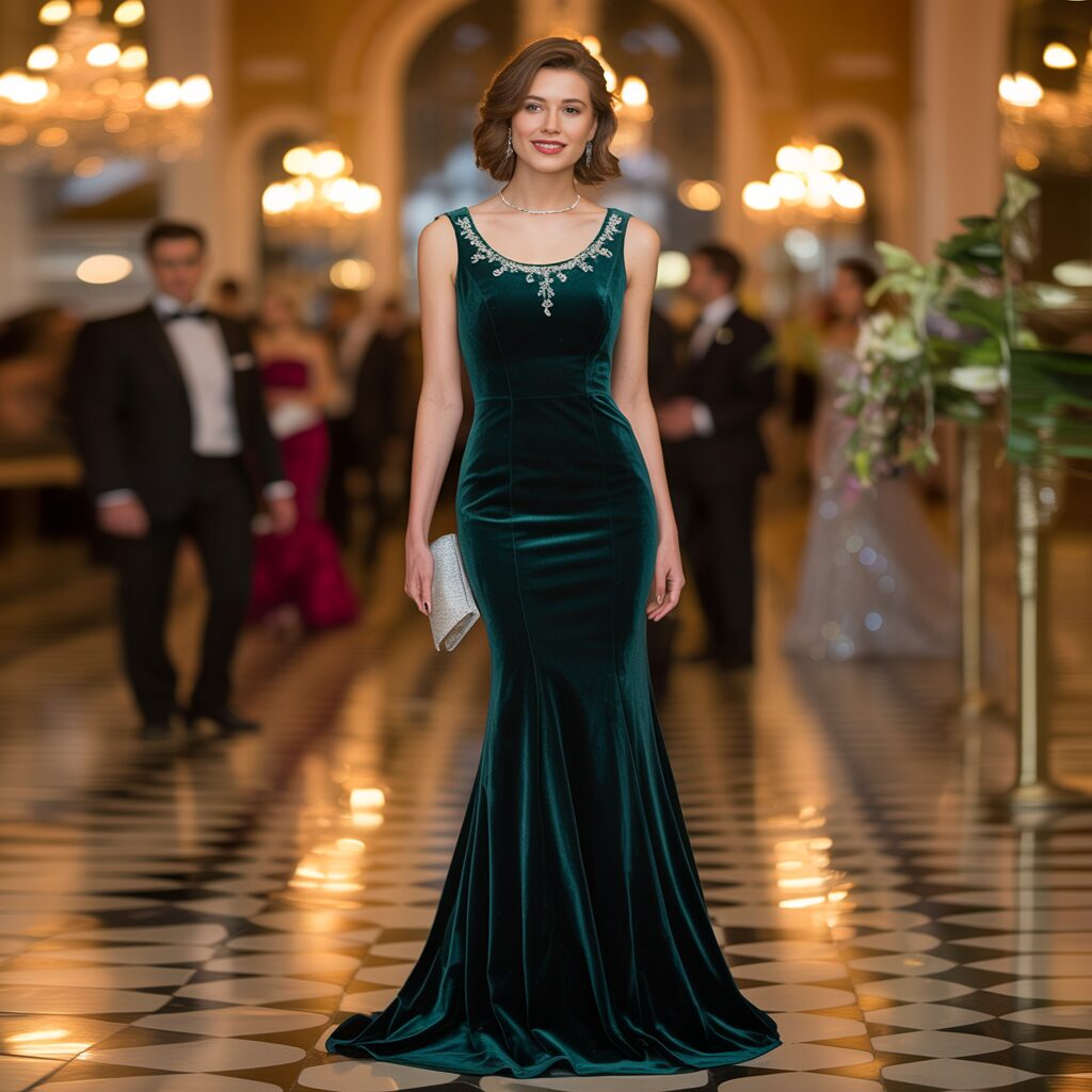 Luxury mermaid gown styled for a formal black tie gala