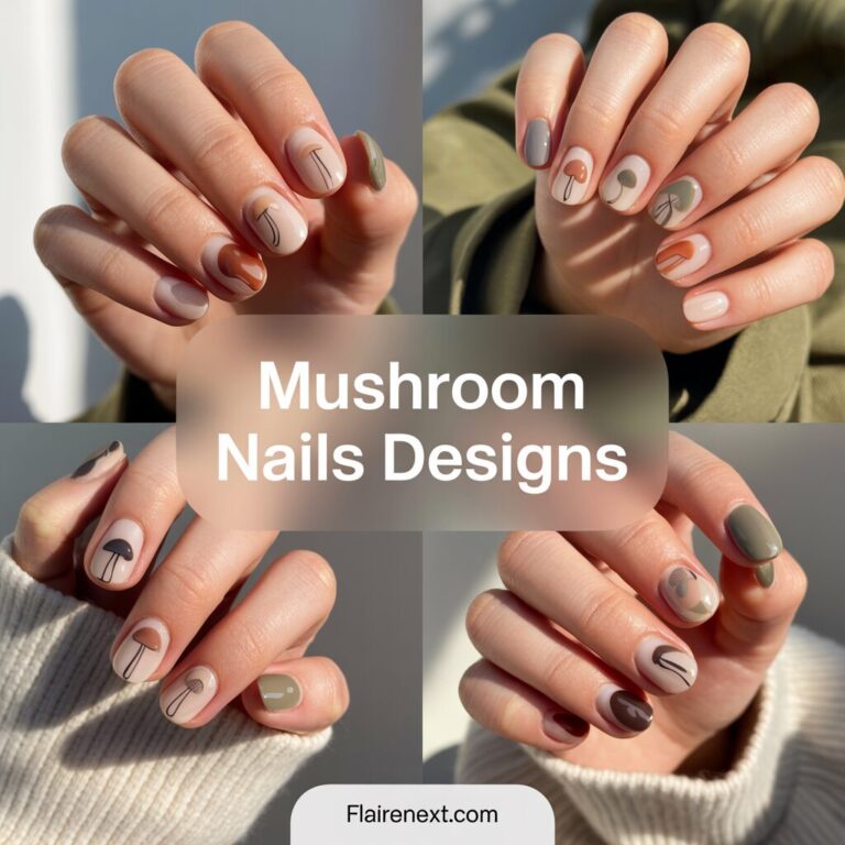 mushroom nails designs with red and brown mushroom themed nail art