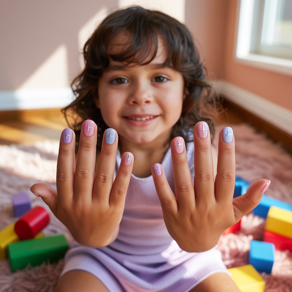 Olive and June press-on nails for kids, perfect for experimenting with fun nail art at home