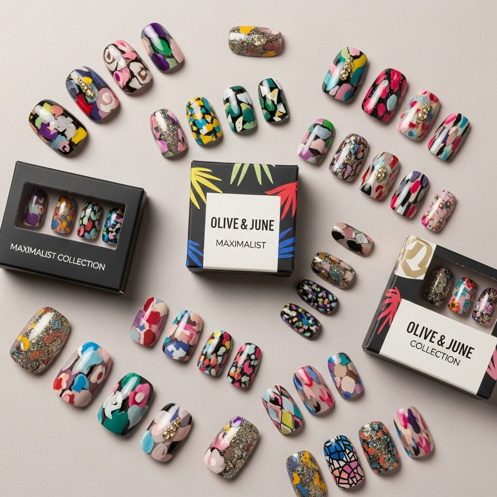Eye-catching nail art from Olive and June Maximalist Collection, perfect for creative manicures