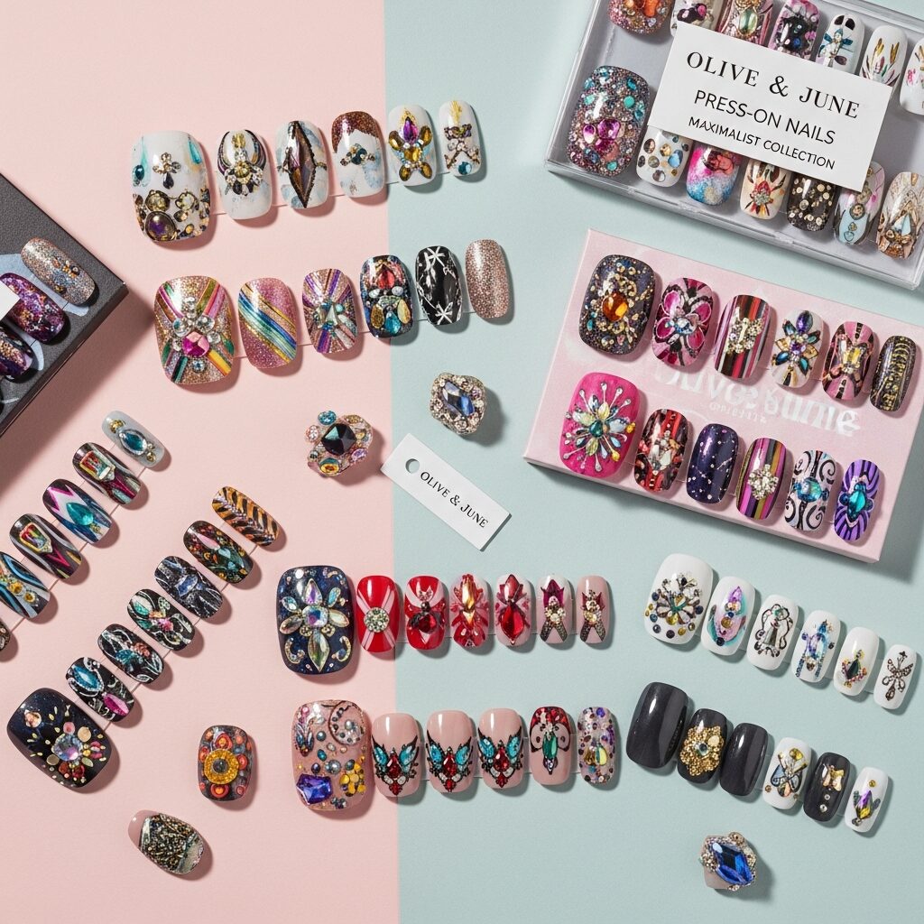 Creative and fun Olive and June Maximalist press-on nails for a standout manicure