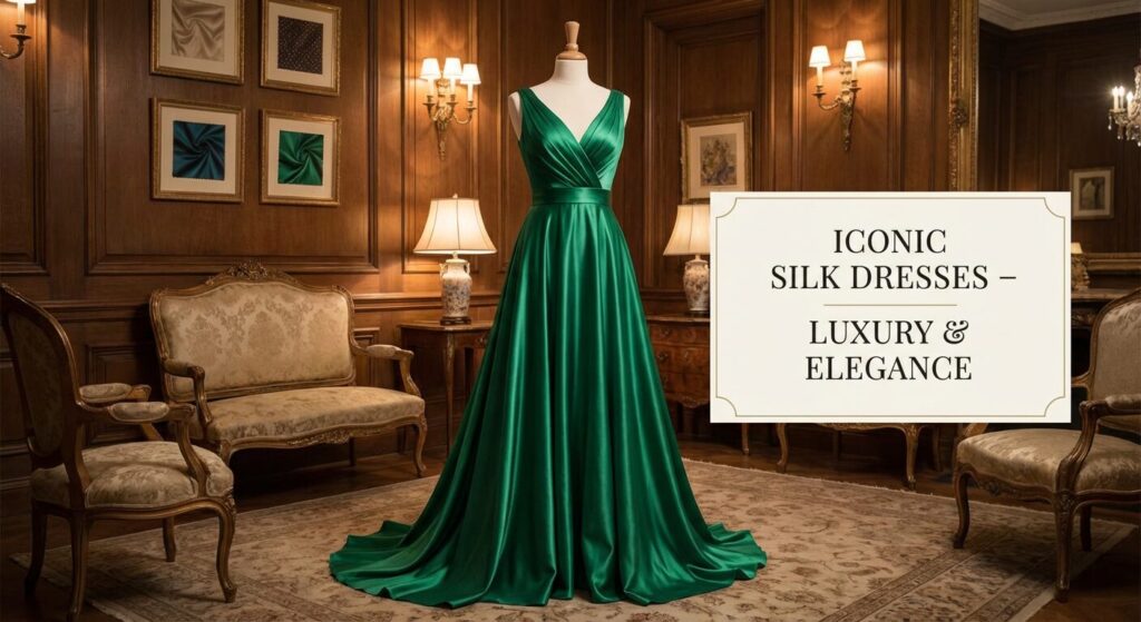 Silk chiffon 1920s evening gown with a soft flowing silhouette and sophisticated style
