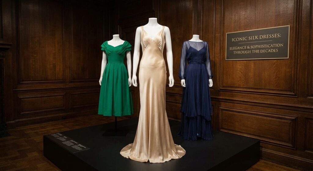1920s silk charmeuse evening gown representing luxury and refined vintage fashion