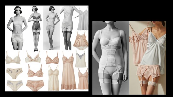 Smooth fitting 1920s women’s undergarments worn beneath straight-cut dresses