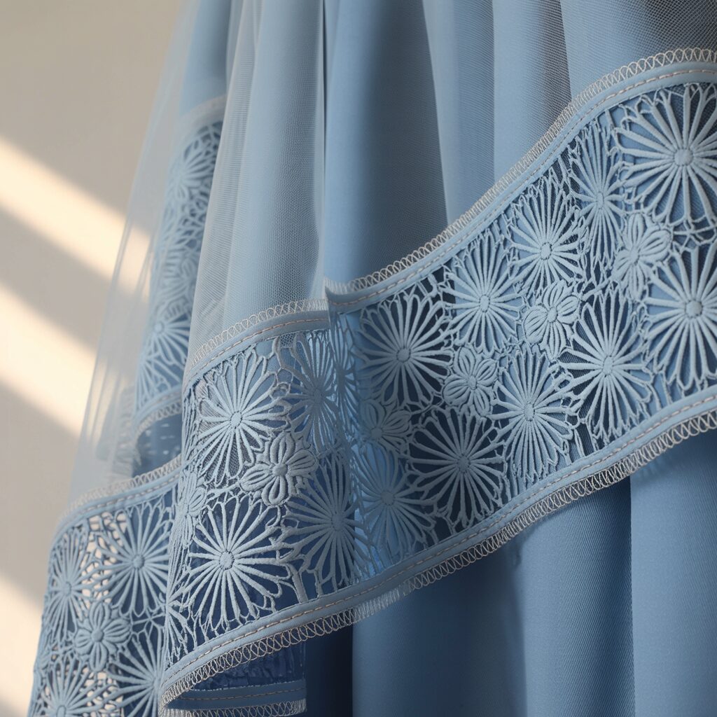 Traditional cut work gala design made with hand cutting and fine stitching