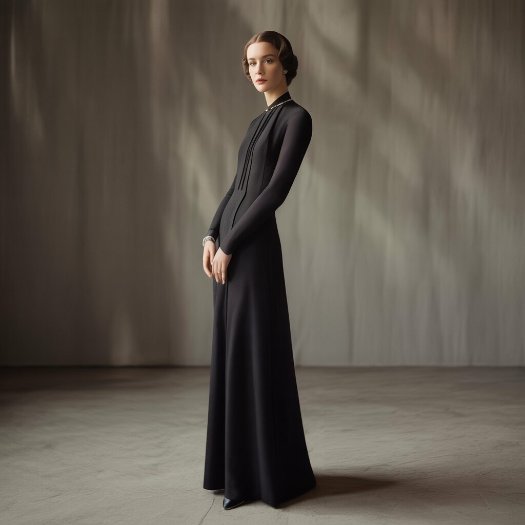 Tubular silhouette 1920s fashion showing flat bust and hips for a sleek modern look